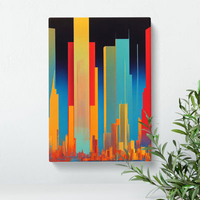 Animated City Skyline Abstract - Wall Art