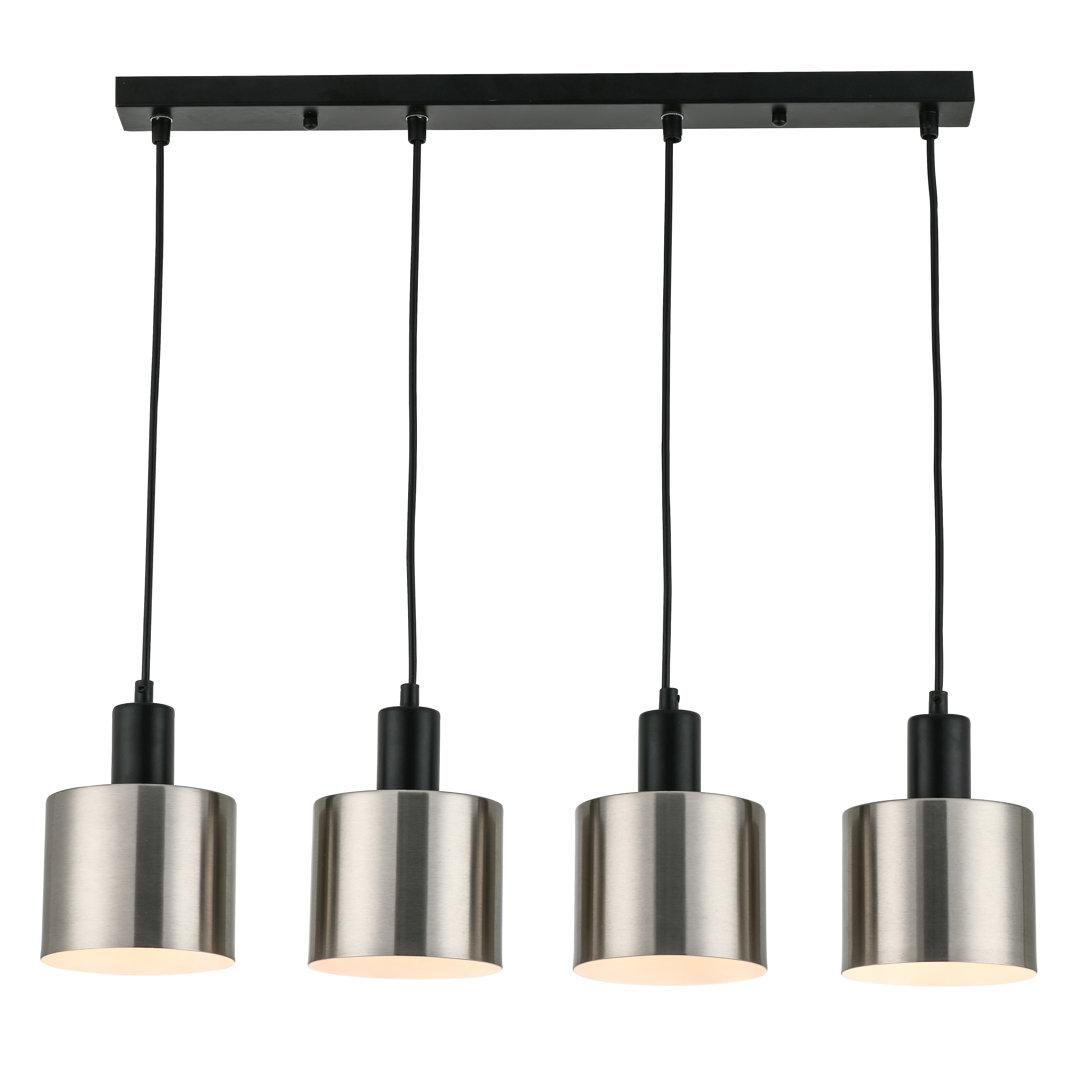 Tattersall 4 - Light Satin Nickel/Black LED Kitchen Island Pendant