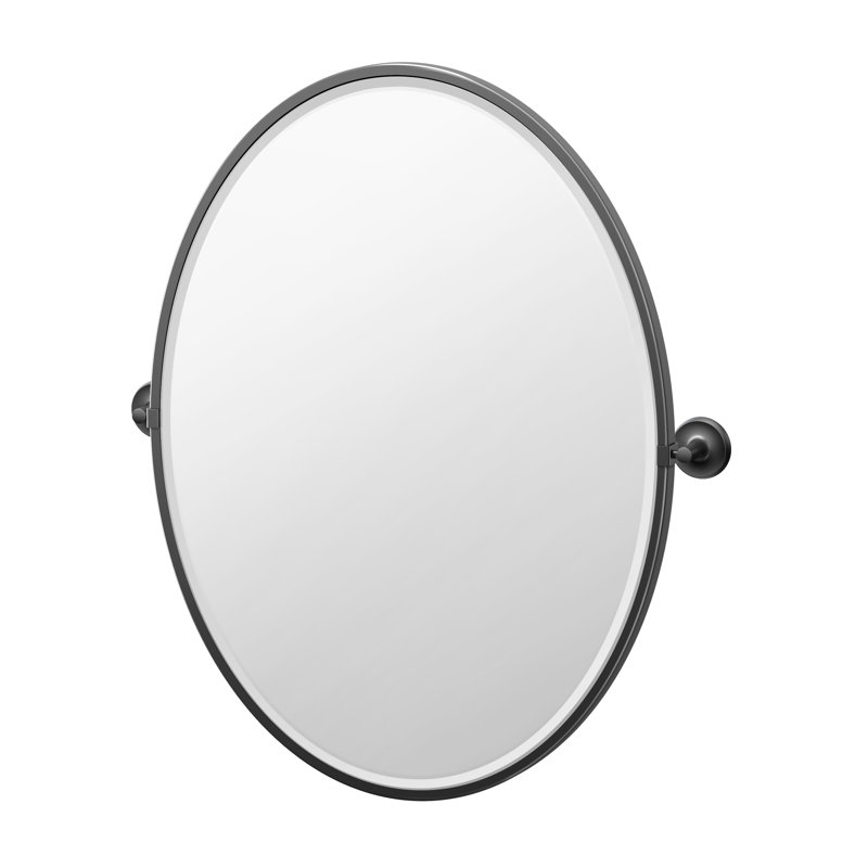 Miroir de salle de bain mural avec cadre Designer II | Miroir pivotant et biseauté, H 33 po x l 29 po, Chrome