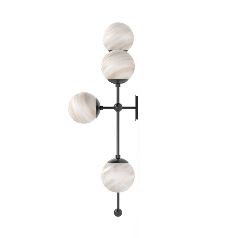 Armstrong 4 - Light Armed Sconce, Black Gunmetal, Marbled Matte