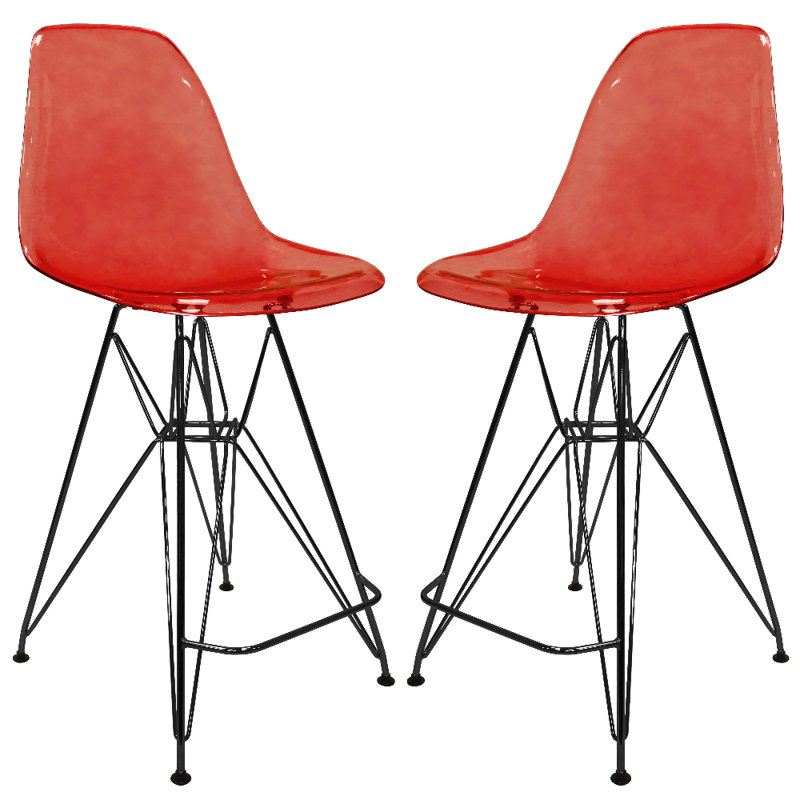 Tabouret de bar ergonomique Bagimont, chaise de cuisine moderne à hauteur de comptoir, siège en ABS résistant aux rayures avec dossier incurvé et repose-pieds en acier - Paquet de 2