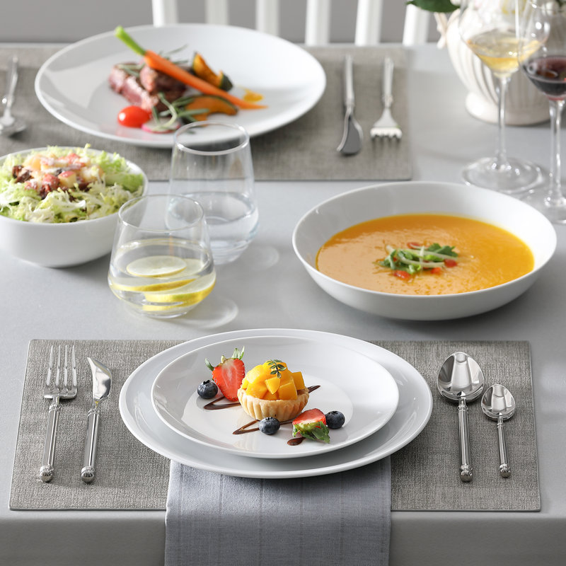 48-Piece White Porcelain China Dinnerware Set, Service For 12 