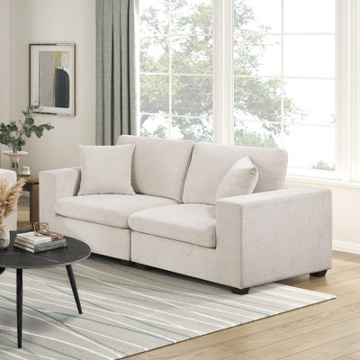 Causeuse modulaire contemporaine avec coussins en chenille beige et coussins en mousse avec cadre en contreplaqué et meubles de salon 1pc