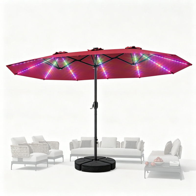 Parasol de marché rectangulaire 15 pi, Red