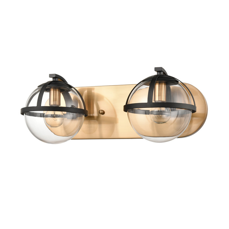 Fosteau 16'' Wide 2-Light Vanity Light - Satin Brass, Brass, 6" H x 16" W x 7.5" D, 2 Lights