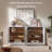 62” Modern Arched Fluted Ash Veneer Cabinet – Sideboard & Media Console With Brass Handles, Black/White-1909023343