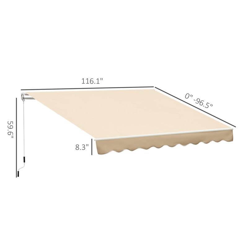 Auvent rétractable 8 ', Beige, H 59 po x l 116,2 po x P 96,5 po