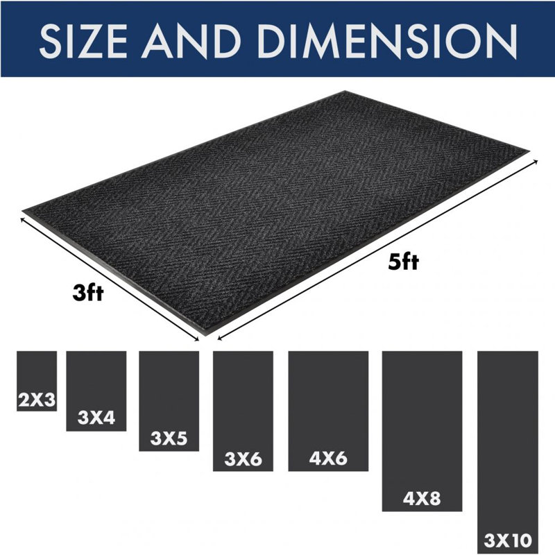 Paillasson Pamrapo, Anthracite, Rectangle 3 pi x 6 pi