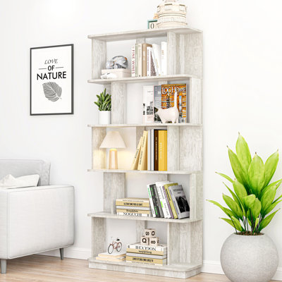 31.5" L x 64.56" H Free combination bookshelf Modern 5-Tier Open Storage Bookcase