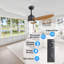 Ventilateur de plafond à 4 pales en ABS de 52 pouces pour l'intérieur et l'extérieur avec DEL intégrée et télécommande, noir et bois de hêtre-405680977-405680982-413678760