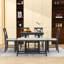 Ensemble de table de salle à manger extensible 6 pièces avec rallonge amovible, tablettes de rangement, chaises rembourrées et banc-1360830584
