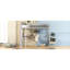 Lit mezzanine double en métal avec bureau et tablette argent