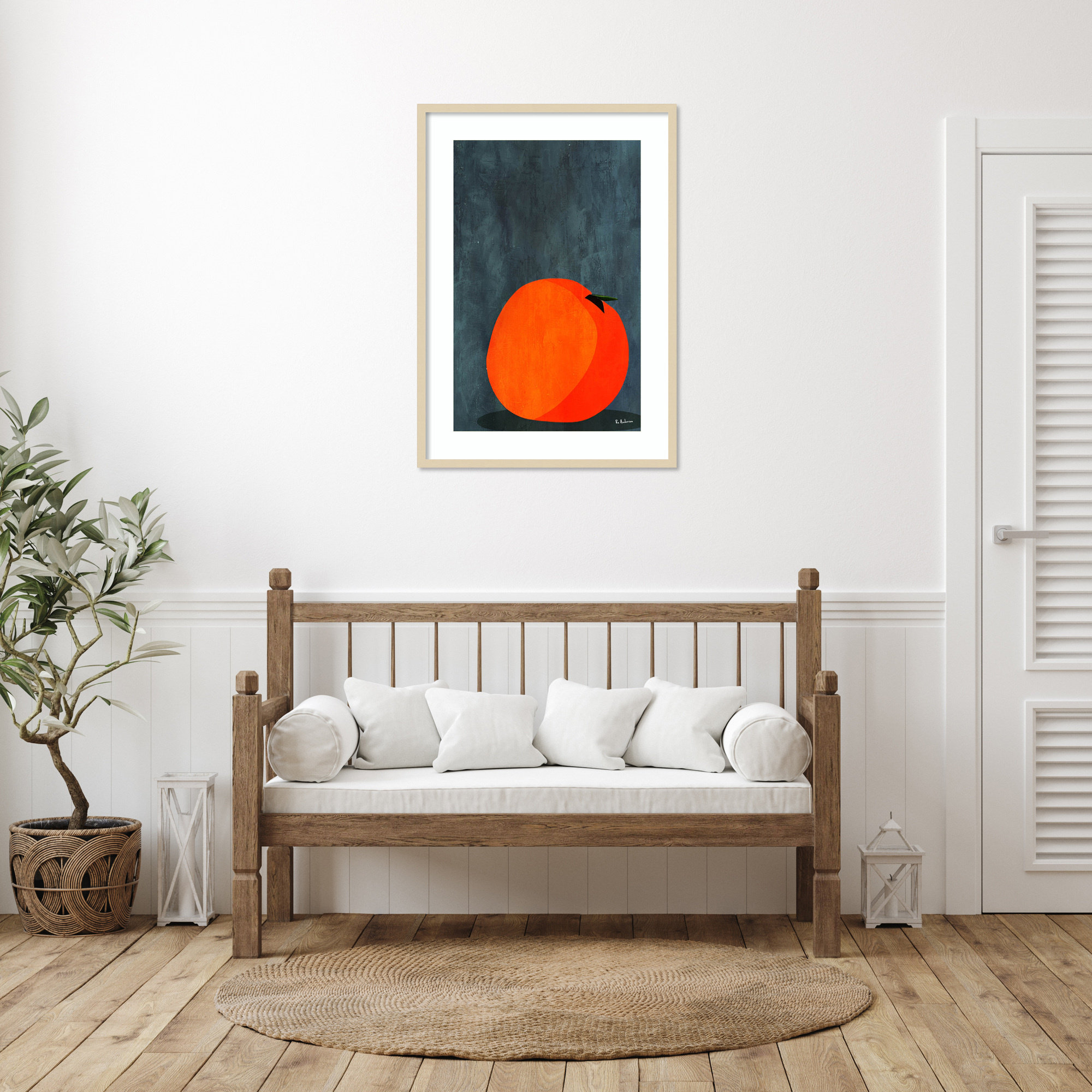 Calmly Sleeping Apple by Bo Anderson Wood Framed Wall Art Print, Brown, 38" H x 27" W