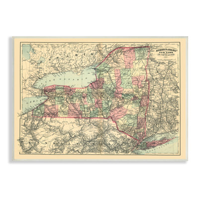 Historic New York US State Map Vintage Cartography by Daphne Polselli - Graphic Art