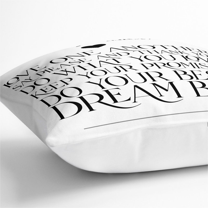 Family Rules V2 Typography Scatter Cushion, 55cm H x 55cm W x 20cm D, White