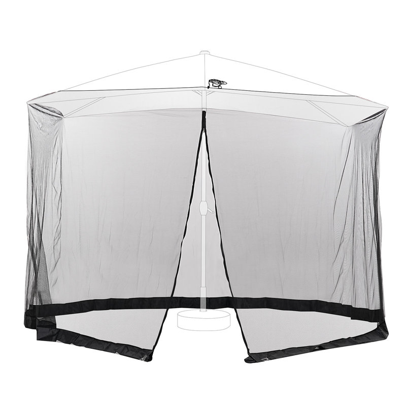 Parasol de terrasse de 3 m avec éclairage, base et moustiquaire., Vert