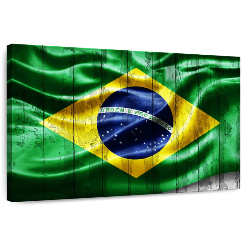 Grunge Wood Brazil Flag