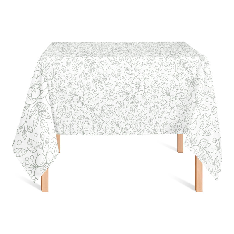 Square Floral Polyester Tablecloth, Green, 58" L x 58" W