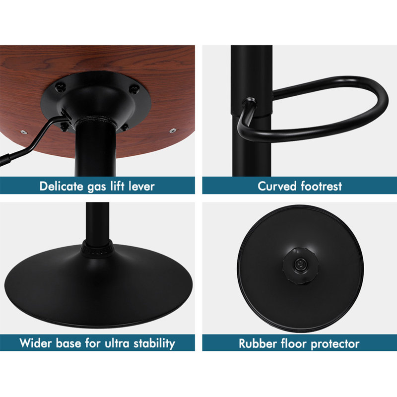 Yakira Swivel Upholstered Adjustable Height Counter Stool, Black, Black