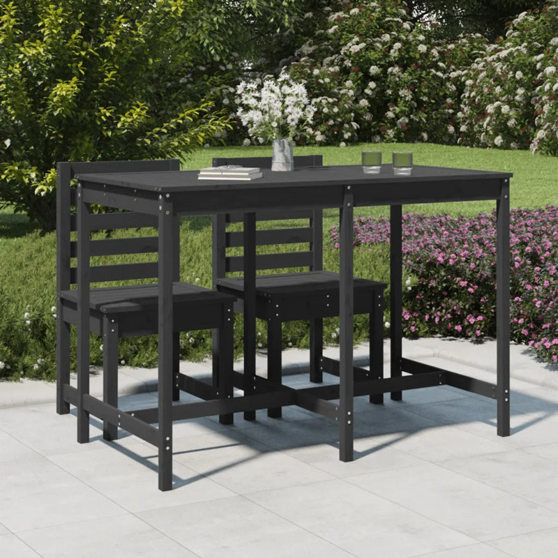 Vandever Rectangular Pine Outdoor Dining Table , cm W cm D, 110cm H x 159.5cm W x 82.5cm D, Grey