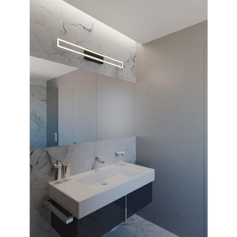 Zola Black Steel LED Vanity Light with White Acrylic Lens, 13.77 in