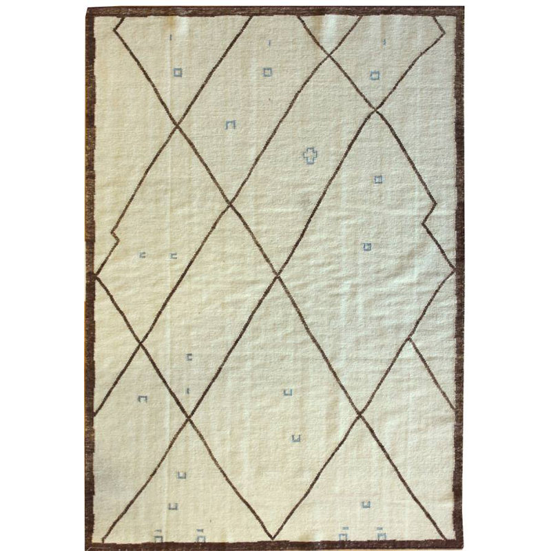 Tapis ivoire tissé à plat à la main Ruafa