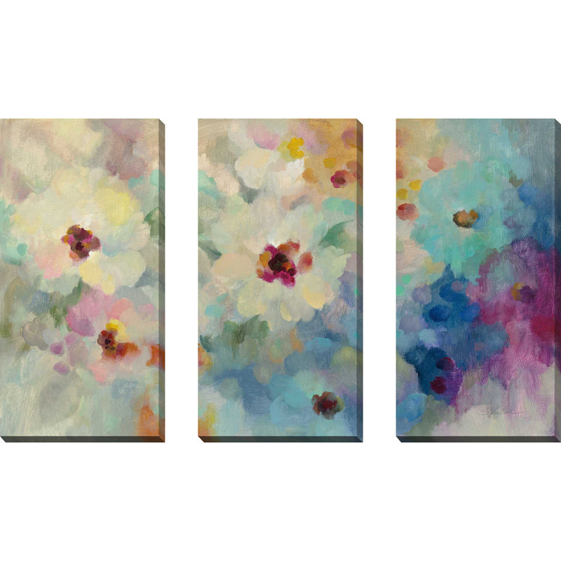 "Floral Extravaganza", ensemble de 3 impressions sur toile