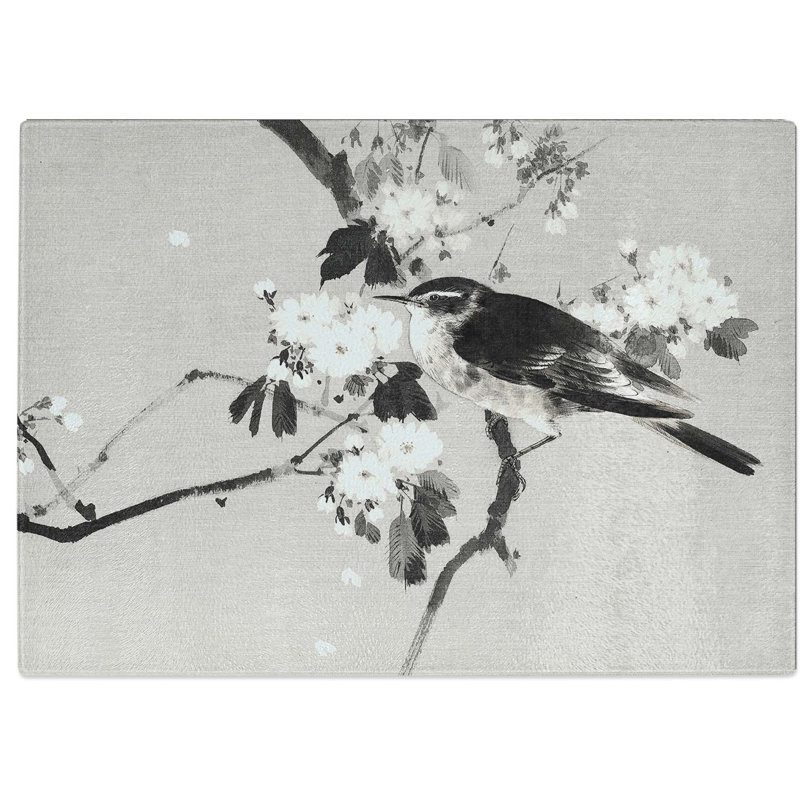 Tempered Glass Bird on a Flowering Branch Chopping Board, 28.5 cm W x 20 cm L