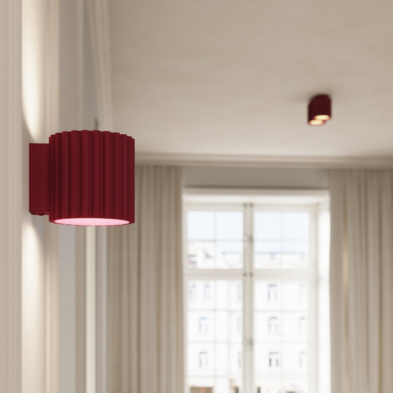 Aura Aluminium Flush Mounted Sconce, 10x12x10 cm, Burgundy, 1 Light