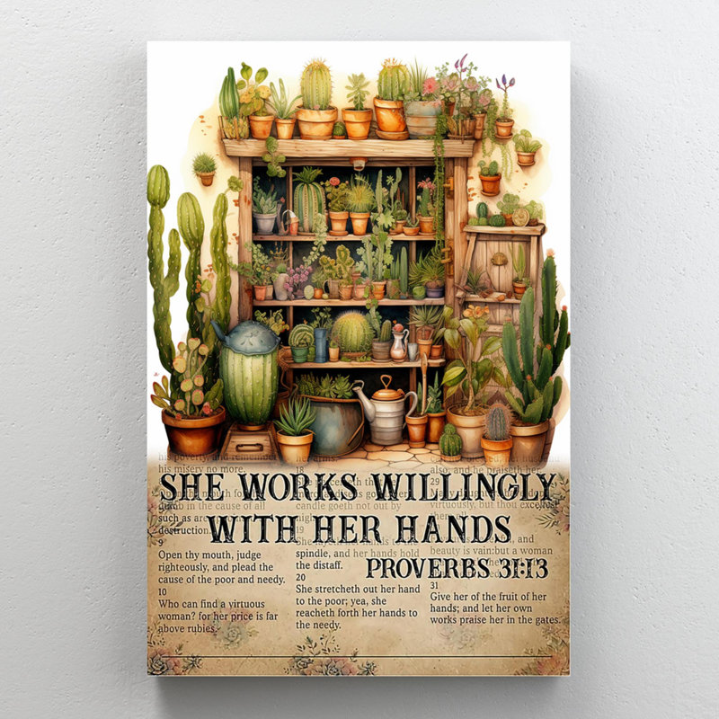 «Lashondia Cactus She Work Will Will With With Her Hands On», impression sur toile, H 14 po x l 11 po x P 1,25 po
