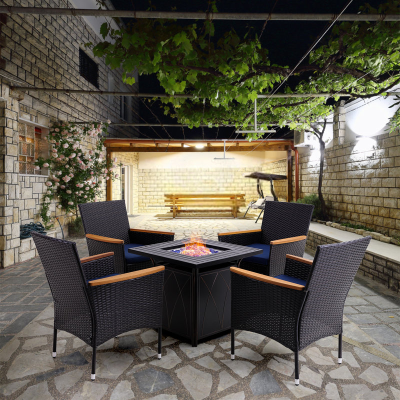 Alyah 4 - Person Patio Dining Set with Square Table , Cushions Included