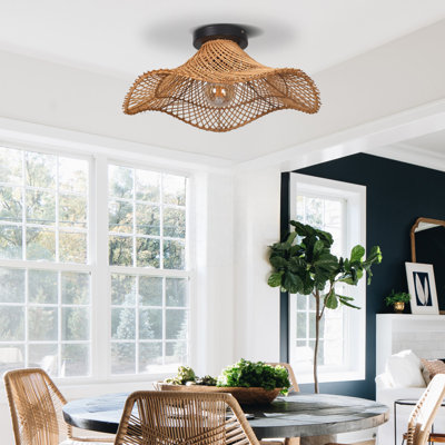 Rattan Semi Flush Ceiling Lights for Hallway
