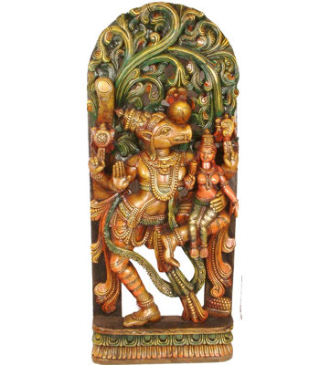 Handmade Varaha Wooden Statue – Traditional South Asian Incarnation of Lord Vishnu, Hindu Mythology Art, Spiritual Décor Showpiece
