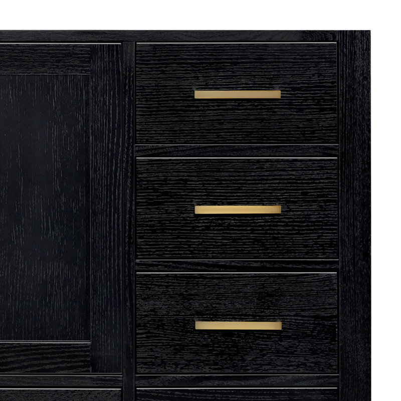 Ensemble de meuble-lavabo simple 55 po Grevera, Chêne noir / laiton satiné, Rectangle 