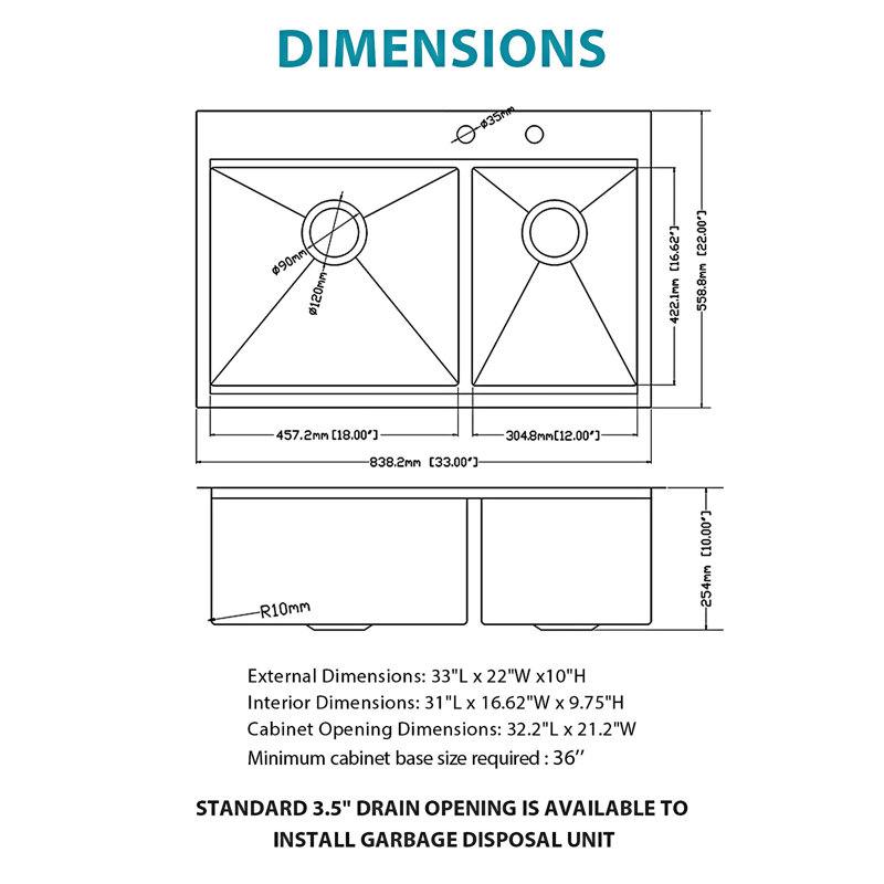 Topmount Drop In Kitchen Sink Double Bowl