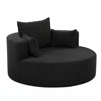 Fauteuil d'appoint pivotant à 360 ° avec 3 coussins amovibles pour le salon, la chambre à coucher, le bureau et l'hôtel, noir