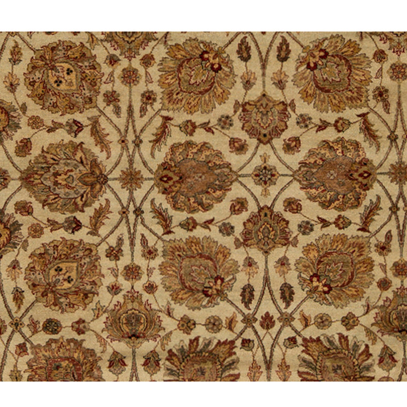 Tapis ivoire / rouge / brun noué à la main de haute qualité