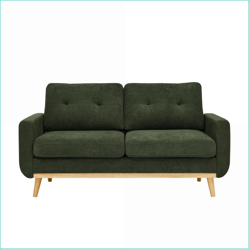 Canapé-causeuse pour le salon, pieds en bois capitonnés de style Mid-Century de 67,7 po | Polyester | Mid-Century moderne