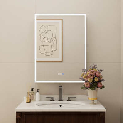 Armoire à pharmacie encastrée sans cadre à miroir avec miroir et 3 tablettes réglables Gothar H 32 po x l 24 po