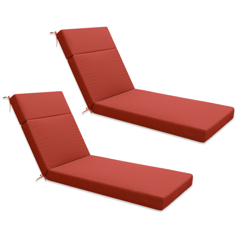 2-Piece Outdoor Chaise Lounge Chair Cushion, 80"X26"X4", Terra Red