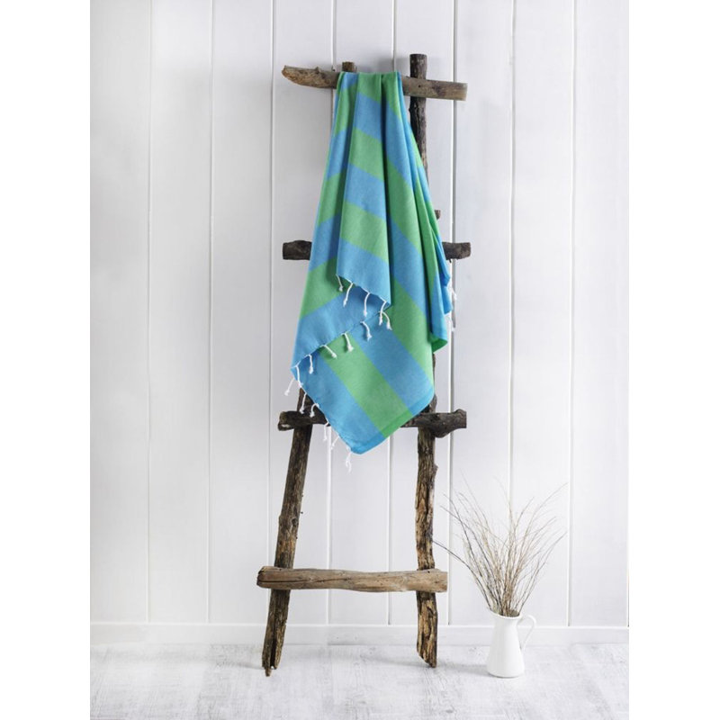 Serviette de plage 100% coton Orrie, Turquoise / Vert