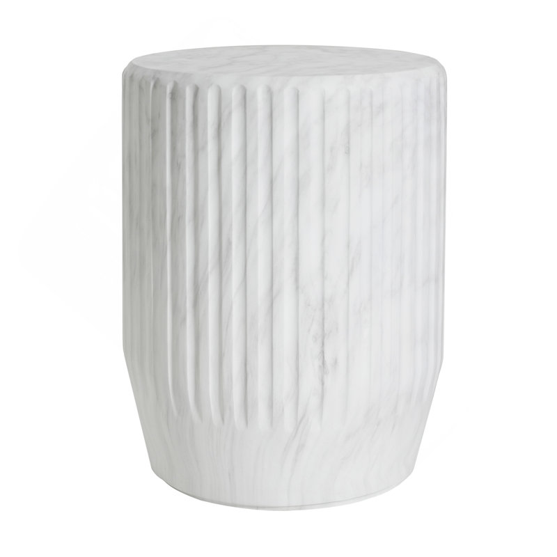 Outdoor Cicci Carved Side Table, White