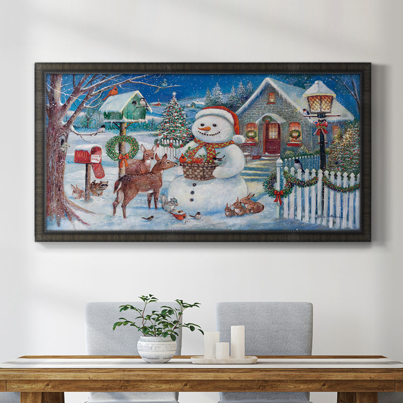 " Winter Gathering ", Black Framed, 25" H x 45" W x 1" D