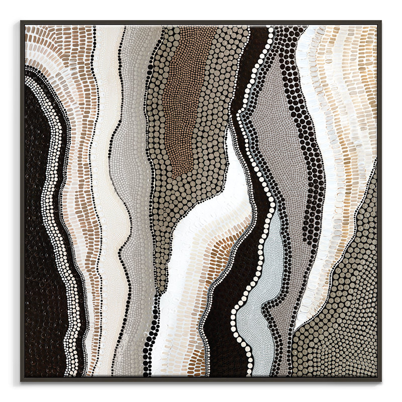Warlangem by Kamilya Lowana White - Print, Black Floater Framed, 82.5cm H x 82.5cm W x 8cm D
