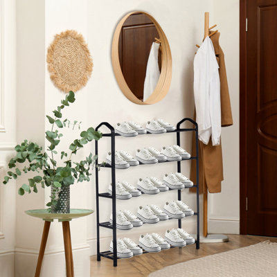 30 Pairs 5-Tier Stackable Metal Shoe Racks with Shelf Storage