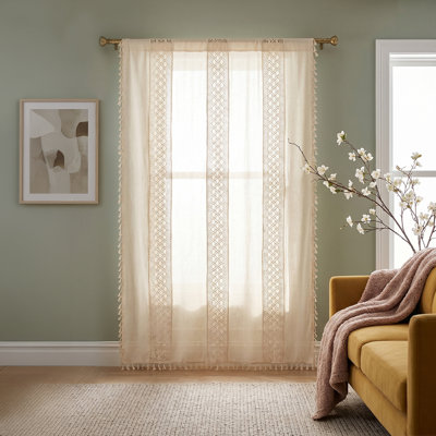 Bohemian Semi-sheer Curtain with Tassels