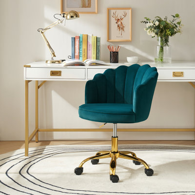 Chaise de travail moderne en velours avec dossier touffeté de 23 po Belanda