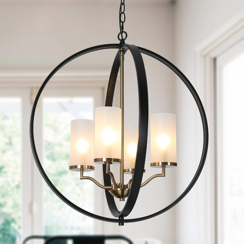 Luminaire suspendu sphérique unique à 4 lumières Acari, H 25 po x l 23 po x P 23 po