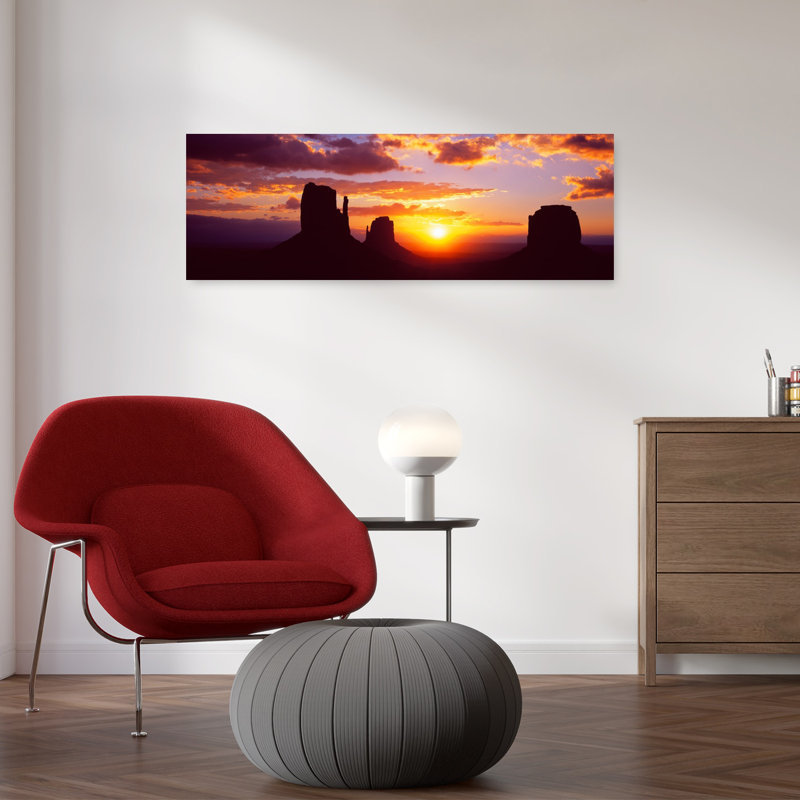 Silhouette de buttes au coucher du soleil, Monument Valley, Utah, États-Unis, art contemporain abstrait, art mural paysage
