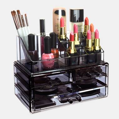 Latitude Run Cosmetic Box Storage Box Cosmetic Storage Box Wooden Cosmetics Storage Box Desktop Brush Lipstick Shelf Dressing Table Skin Care Products Home Dustpro